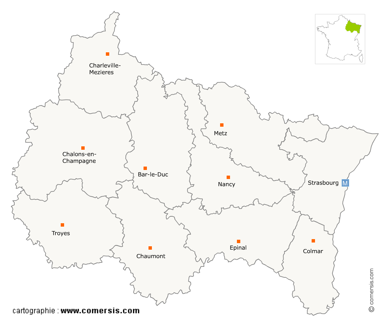 Carte région Grand-Est