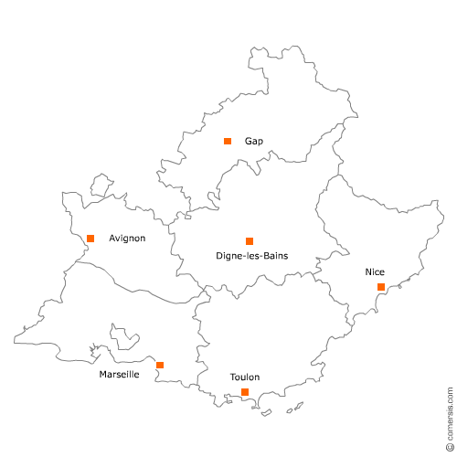 Carte région Provence-Alpes-Côte-D'Azur